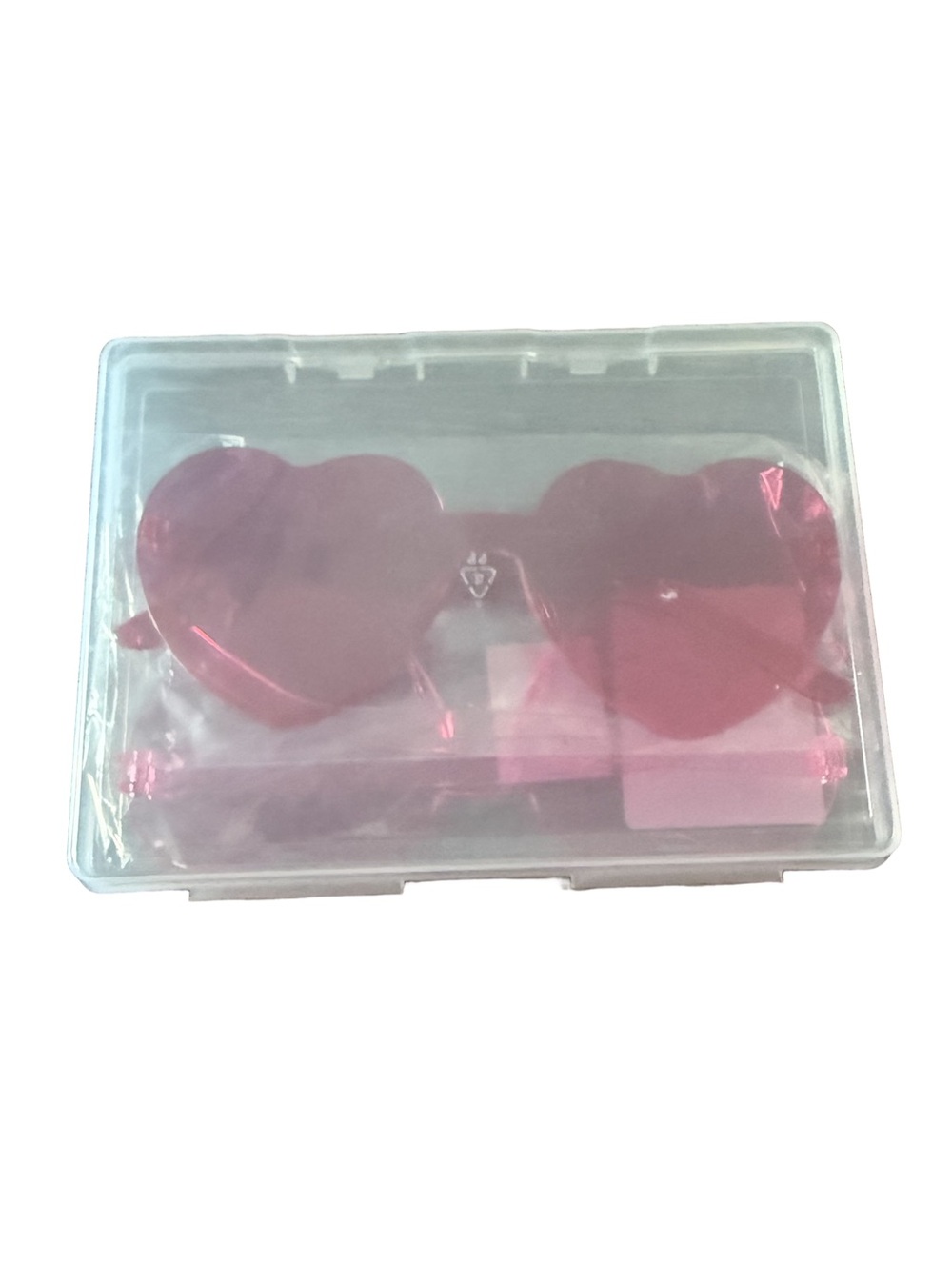 Heart-Shaped Pink Compact Sunglasses in Clear Case (2 Pairs)